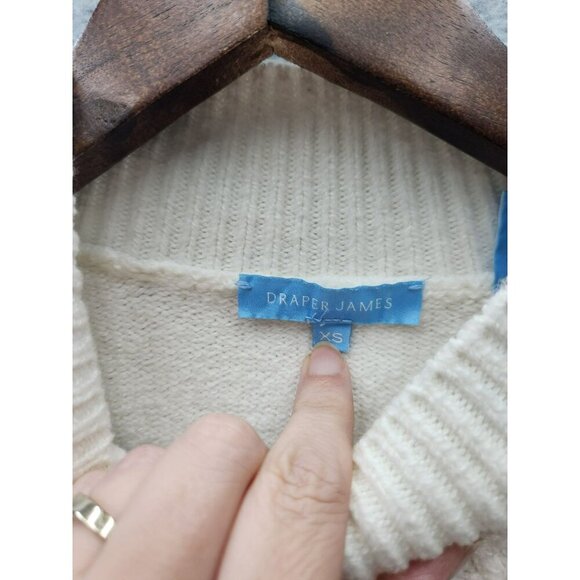 Draper James XS Cable Knit Sweater With Gold Button Accents On Shoulders High Ne - Picture 3 of 7